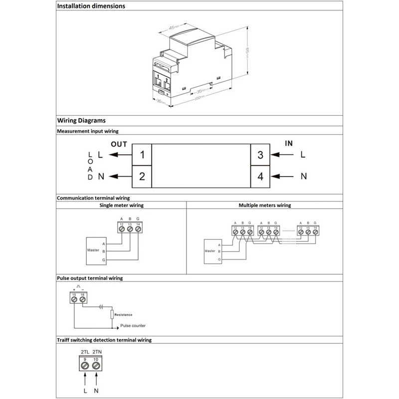 DAC2101 DIN-Schienen-Einphasen-LCD-Display, Mehrtarif-Modbus-Energiezähler