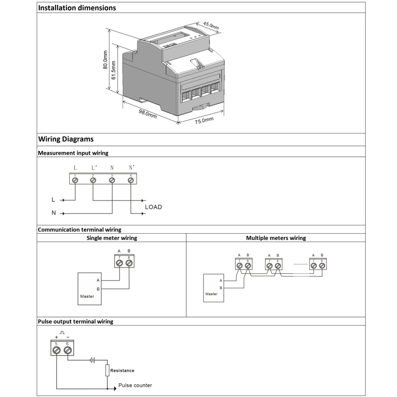 Dac4120c DIN-Schiene Einphasen-Wechselstrom-Modbus-Smart-Multifunktions-Energiezähler