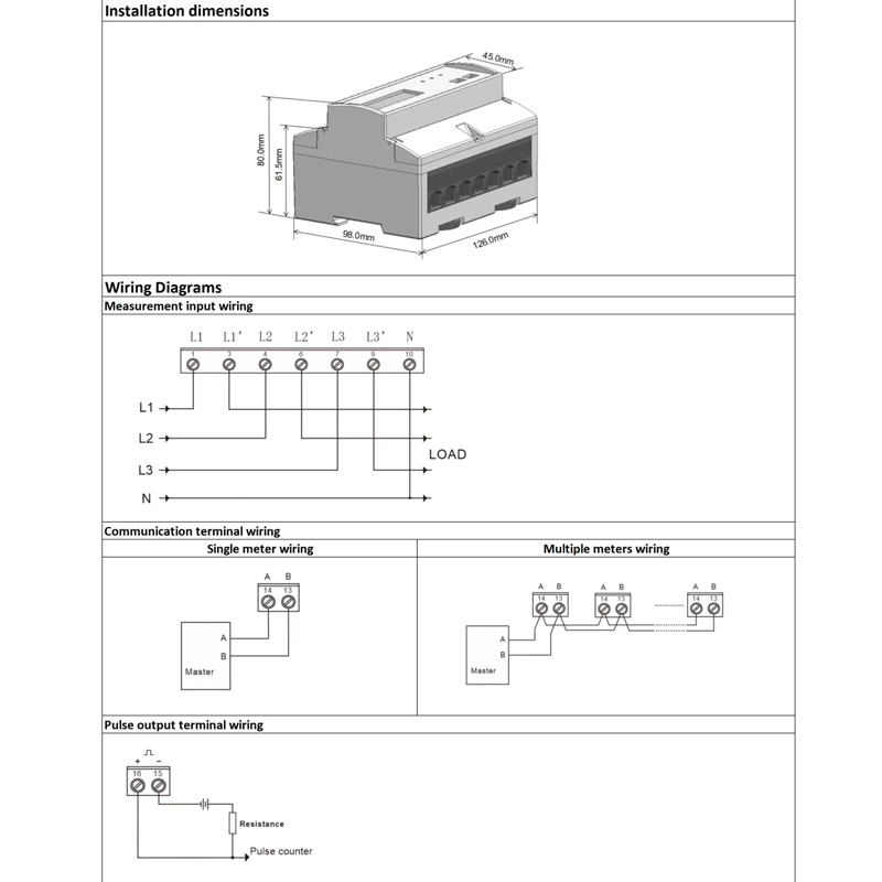 DAC7300C DIN-Schiene Dreiphasen-Fernbedienung WiFi Modbus RS485 Elektronischer Energiezähler